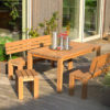 Massiver Design-Gartentisch und Gartenbänke aus Holz / Eiche von WALLI – Ihr Gartentischler