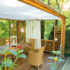 Garten-Pavillon aus Lärche massiv mit Rankgitter und Beschattung nach Maß