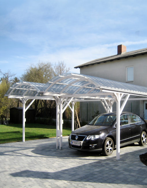 Elegant: Carport / Doppel-Carport in Lärche Weiß geölt