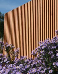 Natürlich Holz: Leistenwand aus Lärche für moderne Garten- und Terrassengestaltung