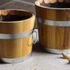 Hochwertige, ausgefeuerte Pflanztöpfe / Blumenkübel aus Holz