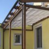 Terrassendach Lärche Braun geölt mit Regenrinne, Fallrohr, Beschattung, Glasdach