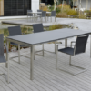 Design-Auszugtisch bzw. Ausziehtisch Ventura aus Edelstahl für Garten und Terrasse