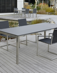 Design-Auszugtisch bzw. Ausziehtisch Ventura aus Edelstahl für Garten und Terrasse