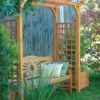 Schöne Gartenlaube / Pergola in Lärche massiv mit Rankgitter, Pflanztröge und klassischer Sitzbank aus Eiche von WALLI Wohnraum Garten aus NÖ / Wien Umgebung