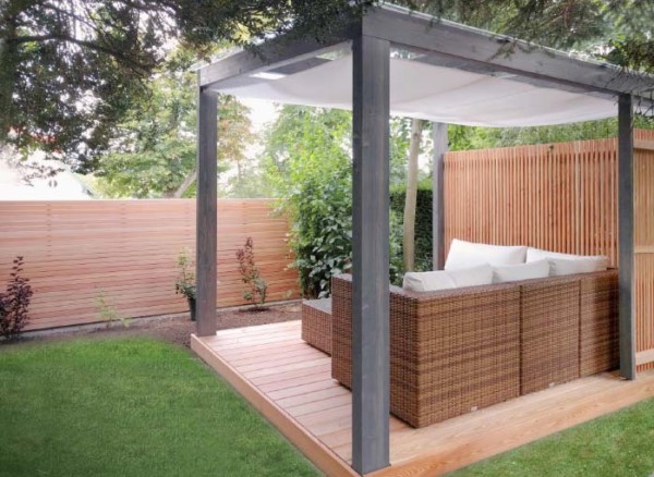 Moderne Gartenlaube / Pergola mit Sichtschutz WALLI Wohnraum Garten
